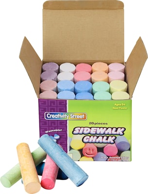 Chenille Kraft Sidewalk Chalk, Assorted, 20/Box (CK-1700)