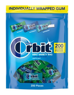Orbit Mint Sugar Free Gum, Assorted Flavors, 13.4 oz., 200 Pieces/Pack, 200/Pack (MMM27955)