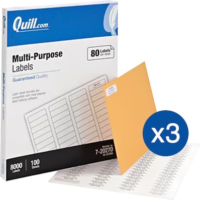 Quill Brand® Laser/Inkjet Labels, 1/2 x 1-3/4, White, 24,000 Labels (Compare to Avery 5167, 5267, 5967, 6467 & 8167)