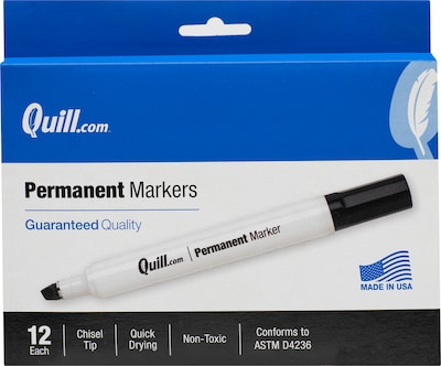 Quill Brand® Permanent Markers, Chisel Tip, Black, 12/Pack (716897QL)