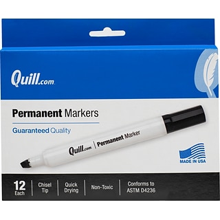 Quill Brand® Permanent Markers, Chisel Tip, Black, 12/Pack