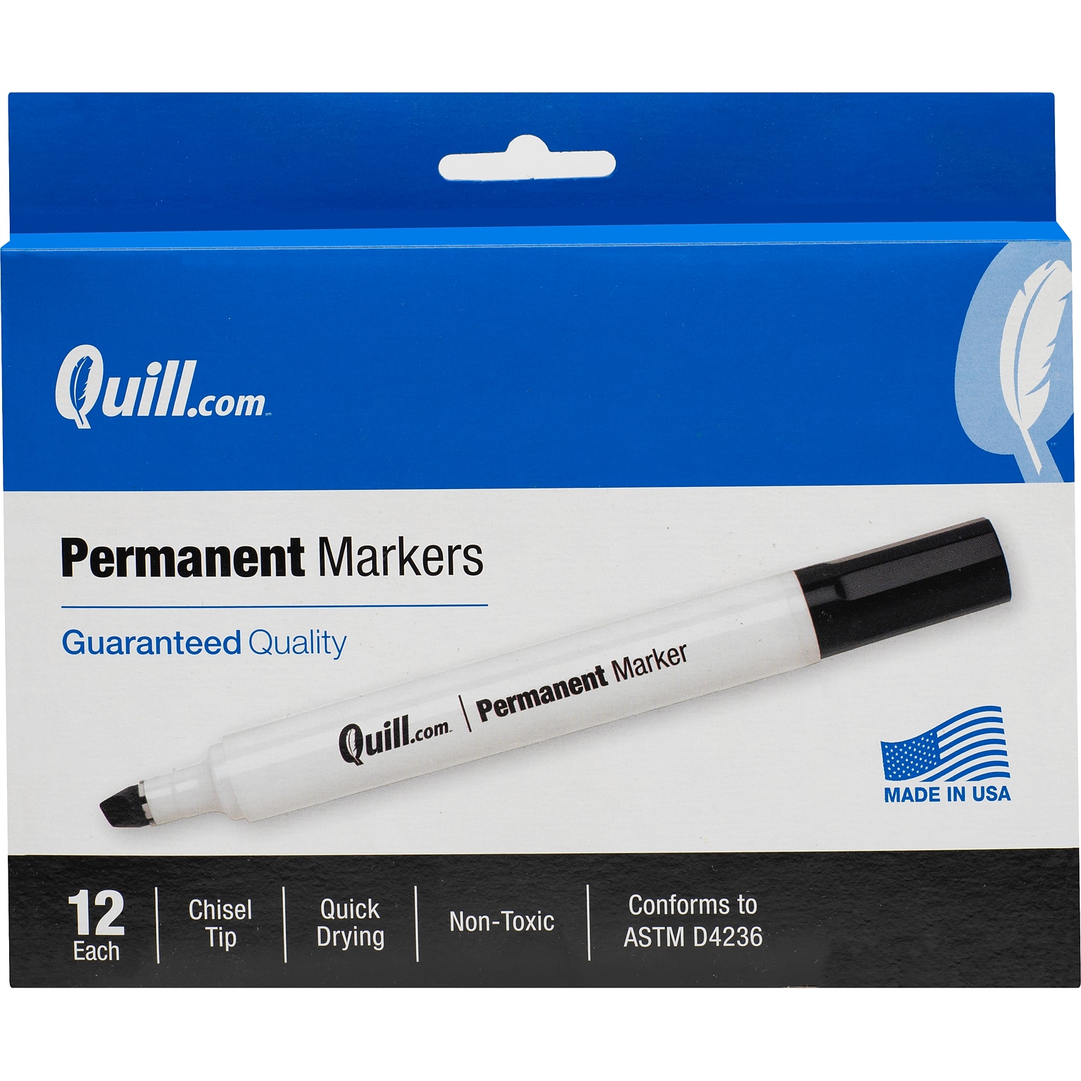 Quill Brand® Permanent Markers, Chisel Tip, Black, 12/Pack (716897QL)