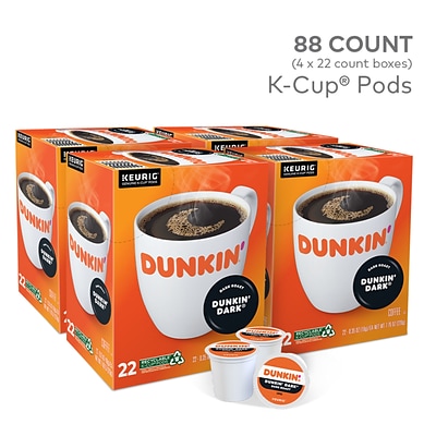 Dunkin Midnight, Keurig Single Serve K-cup Pods, Dark Roast Coffee, 88 Count
