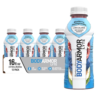 BodyArmor LYTE Blueberry Pomegranate Sports Drink, 16 Oz. Bottle, 12/Pack (100020-1.1)