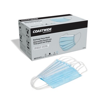 Coastwide Professional™ Disposable Surgical Face Mask, Adult, Blue, 50/Box (CWASTM1)