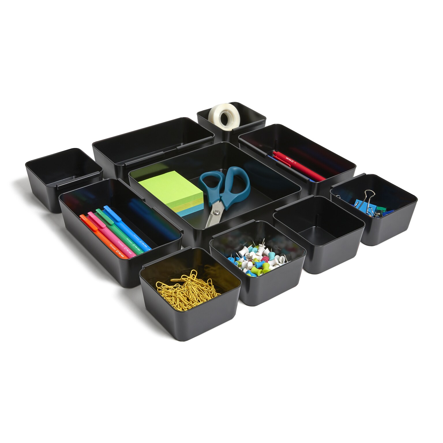 TRU RED™ 10-Compartment Plastic Drawer Organizer, Black (TR58205)