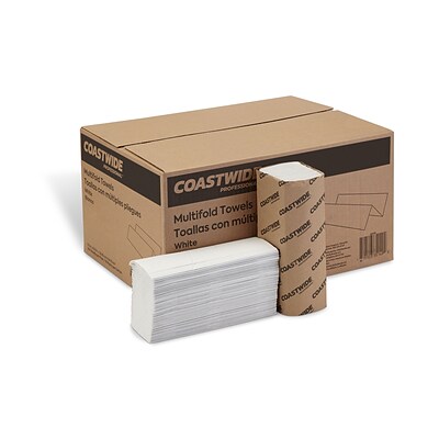 Coastwide Professional Recycled Multifold Paper Towel, 1-Ply, White, 250 Sheets/Pack, 4000 Sheets/Carton (CW58046)