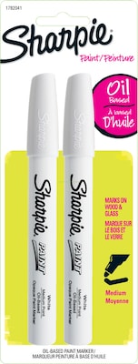 Sharpie Oil-Based Paint Markers, Medium Tip, White, 2/Pack (1782041)