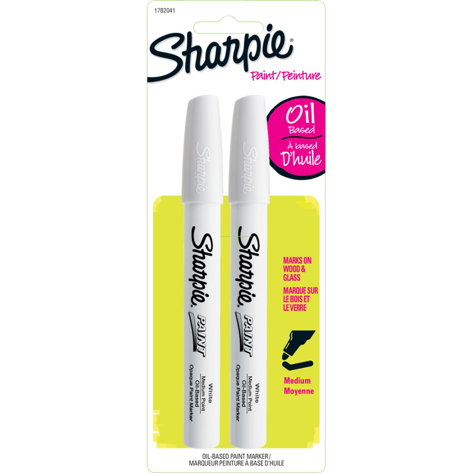 Sharpie Oil-Based Paint Markers, Medium Tip, White, 2/Pack (1782041)