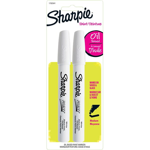 Sharpie Oil-Based Paint Markers, Medium Tip, White, 2/Pack (1782041)