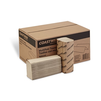 Coastwide Professional™ Recycled Multifold Paper Towels, 1-Ply, 250 Sheets/Pack, 4000 Sheets/Carton (CW25228)
