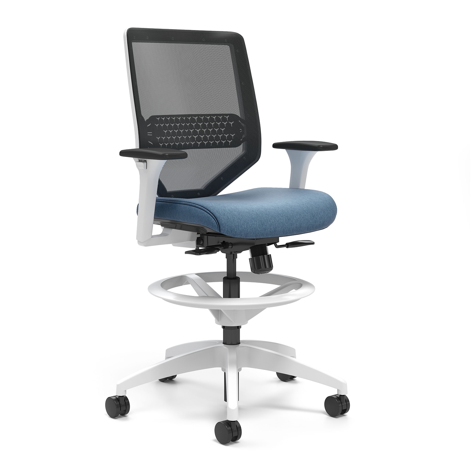 Union & Scale™ Lewis Mesh Back Computer and Desk Stool, Tool-Less Assembly, Carolina (UN55659-CC)