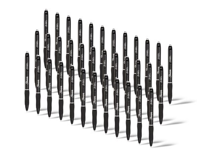 Sharpie S-Gel Retractable Gel Pens, Medium Point, 0.7mm, Black Ink, 36/Pack (2096180)