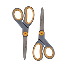 Westcott Titanium Bonded 8 Titanium Multi-Purpose/Heavy Duty Scissor, Sharp Tip, Gray/Yellow, 2/Pac