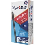 Paper Mate Write Bros. Ballpoint Pen, Fine Point, Black Ink, Dozen (33811)