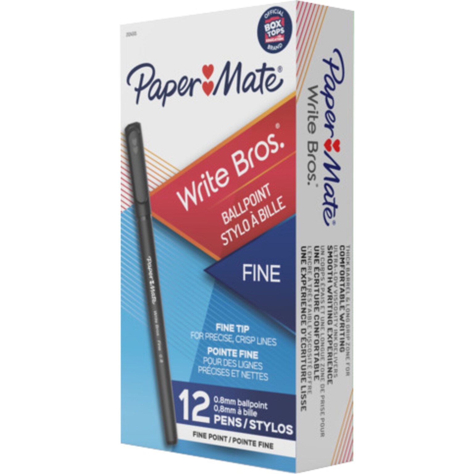 Paper Mate Write Bros. Ballpoint Pen, Fine Point, Black Ink, Dozen (33811)