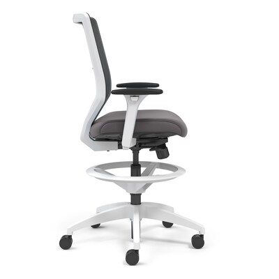 Lewis Mesh Back Computer and Desk Stool, Charcoal, Tool-Less Assembly (UN55658-CC)