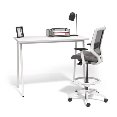 Lewis Mesh Back Computer and Desk Stool, Charcoal, Tool-Less Assembly (UN55658-CC)