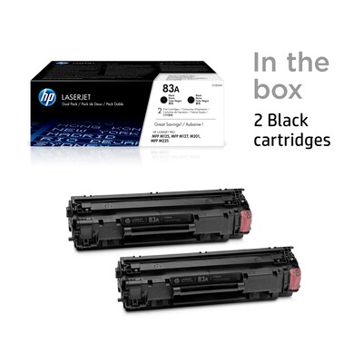 HP 83A Black Standard Yield Toner Cartridge, 2/Pack