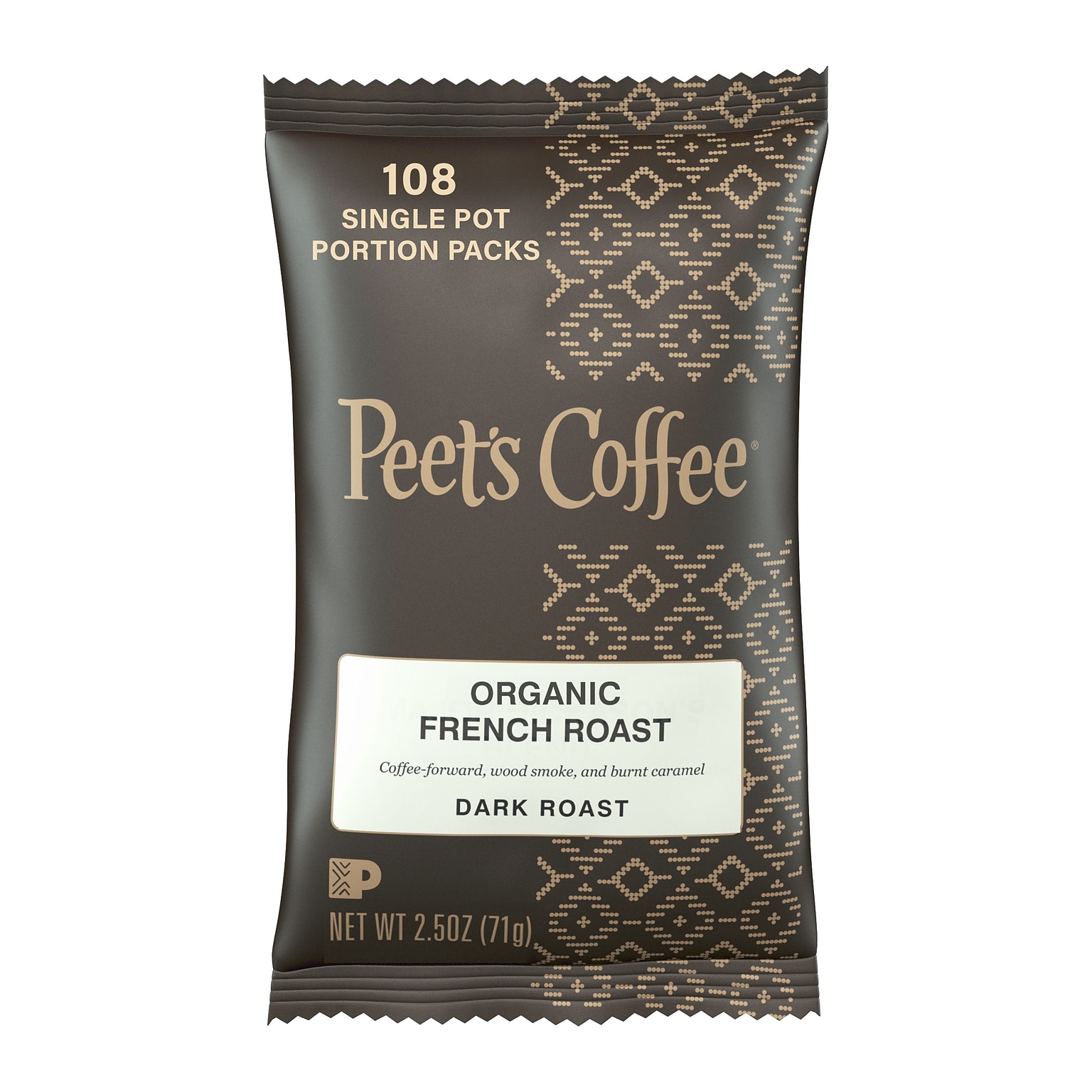 Peets French Roast Organic Coffee, 2.5 oz, 18/Box (PCE02516/PCEFRN)