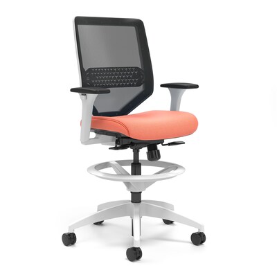 Union & Scale™ Lewis Mesh Back Computer and Desk Stool, Tool-Less Assembly, Salmon (UN55657-CC)