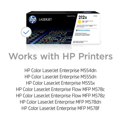 HP 212X Yellow High Yield Toner Cartridge, Prints Up to 10,000 Pages (W2122X)