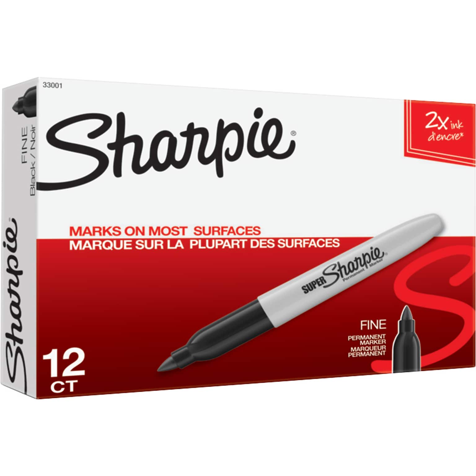 Sharpie Super Permanent Marker, Fine Tip, Black, Dozen (33001)