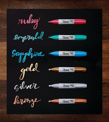 Sharpie 4-pk Metallic Colors Fine Permanent Markers: Ruby, Emerald, Silver, Gold