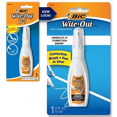 BIC Wite-Out 2-in-1 Correction Fluid, White (WOPFP11)