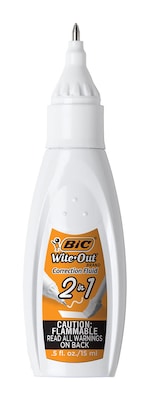 BIC Wite-Out Quick Dry Correction Fluid, 20 mL Bottle, White, 2/Pack  (781671)