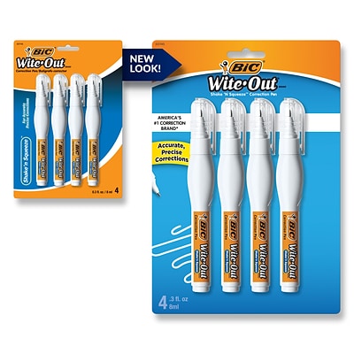 BIC Wite-Out Shake N Squeeze Correction Pen, White, 4/Pack (50745)