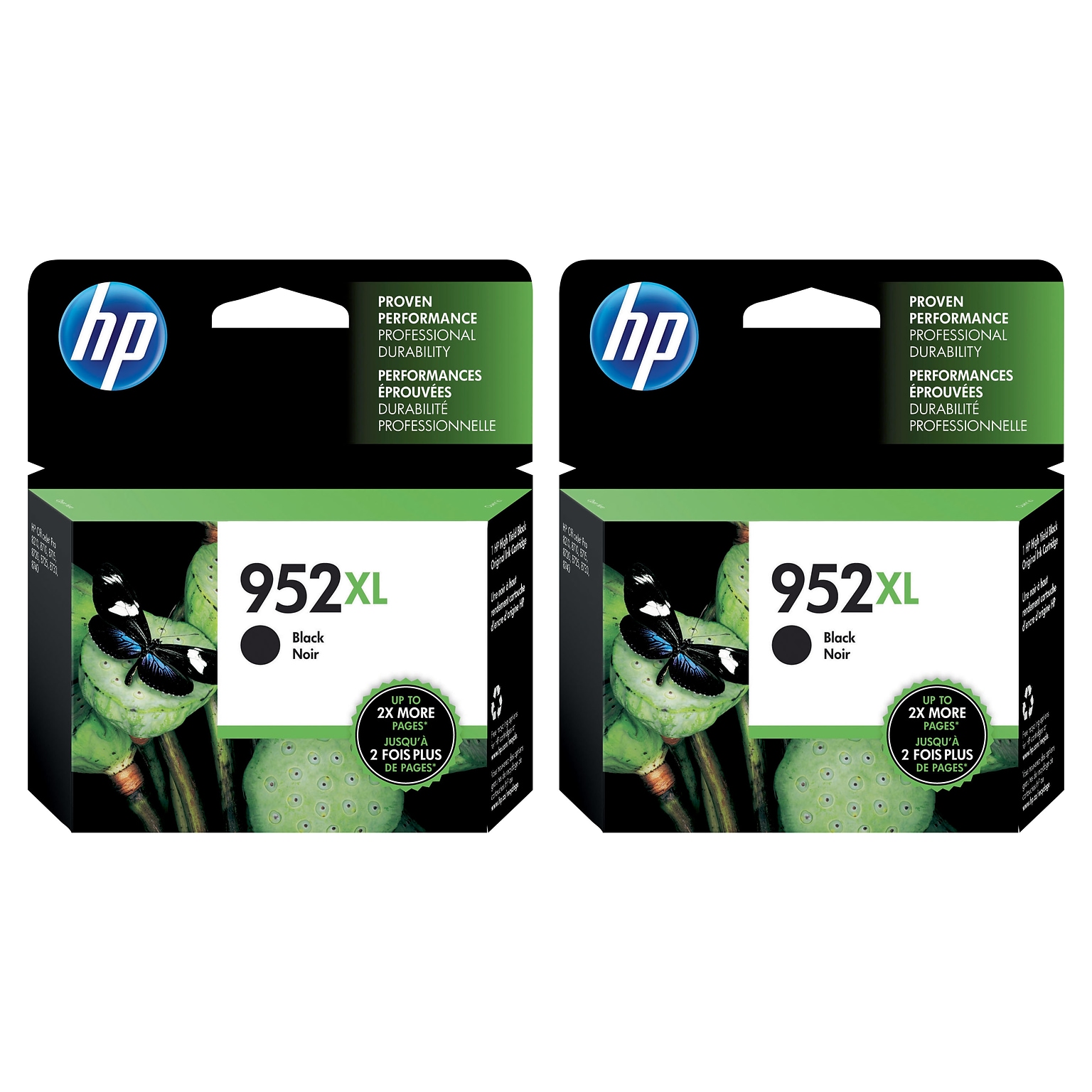HP 952XL Black, High Yield Ink Cartridges, 2/Pack