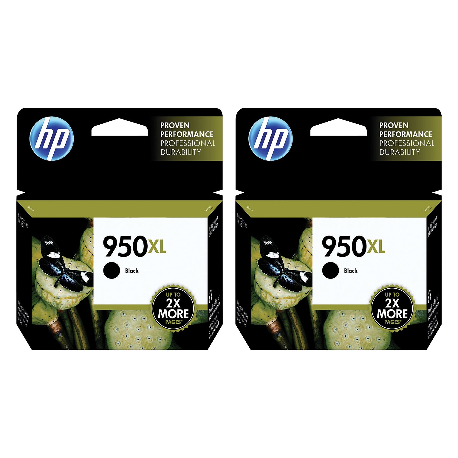 HP 950XL Black High Yield Ink Cartridges, 2/Pack