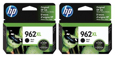 HP 962XL Black High Yield Ink Cartridges, 2/Pack
