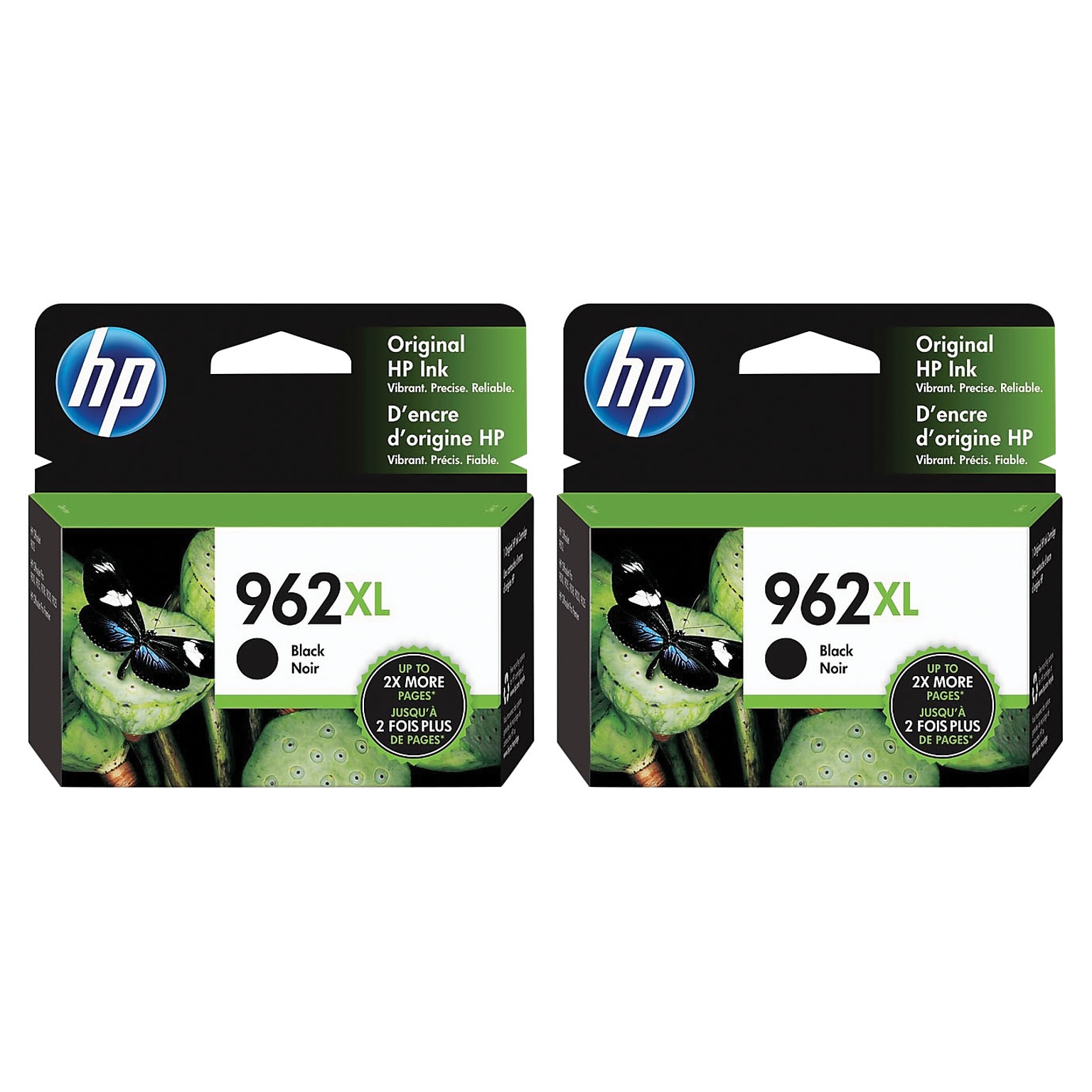 HP 962XL Black High Yield Ink Cartridges, 2/Pack