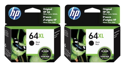 HP 64XL Black High Yield Ink Cartridges, 2/Pack