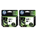 HP 64XL Black High Yield Ink Cartridges, 2/Pack