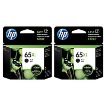 HP 65XL Black High Yield Ink Cartridges, 2/Pack