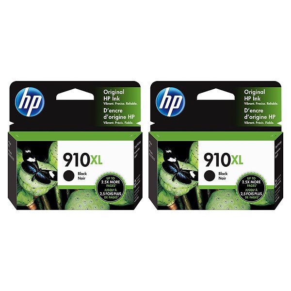 HP 910XL Black High Yield Ink Cartridges, 2/Pack