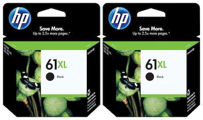 HP 61XL Black High Yield Ink Cartridges, 2/Pack