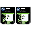 HP 61XL Black High Yield Ink Cartridges, 2/Pack