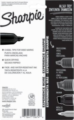 Sharpie King Size Permanent Markers, Chisel Tip, Assorted, 4/Pack (15674PP/2178479)