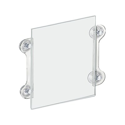 Azar Displays Window/Door Sign Holder Frame with Suction Cups 8.5W x 11H Clear Acrylic, 2/Pack (106614)