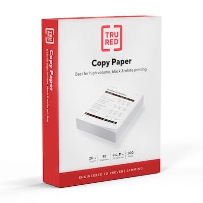 TRU RED™ 8.5 x 11 Copy Paper, 20 lbs., 92 Brightness, 500 Sheets/Ream, 10  Reams/Carton (TR56958)
