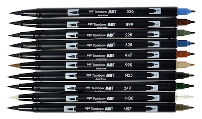 Tombow Dual Brush Pen Set of 10, Muted