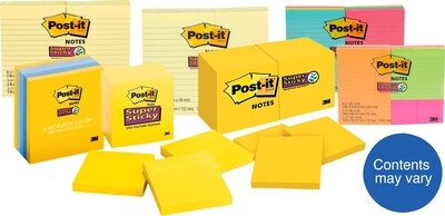 Post-it® Sticky Notes, Assorted Sizes & Assorted Colors