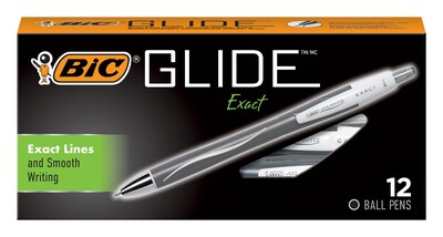 BIC Glide Exact Retractable Ballpoint Pen, Fine Point, Black Ink, Dozen (VCGN11BK)