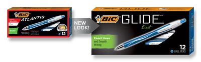 BIC Glide Exact Retractable Ballpoint Pen, Fine Point, Blue Ink, Dozen (VCGN11BE)