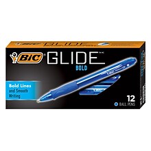 BIC Glide Bold Retractable Ballpoint Pen (formerly BIC Atlantis Velocity Bold), Bold Point, Blue Ink