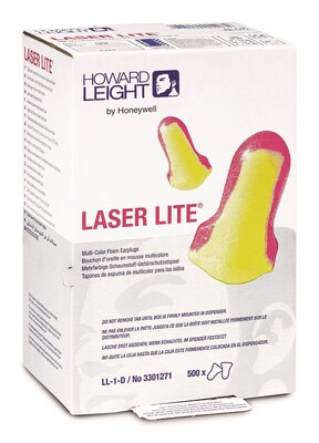 Howard Leight Laser Lite Uncorded Earplugs, Magenta/Yellow, 500/Box (LL-1-D) (LL-1-D)